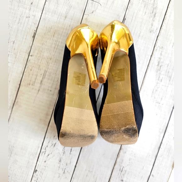 Colin Stuart Stunning Black & Gold High Heels Shoes Dressy Formal Size 8.5B - Picture 10 of 11